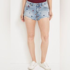 NWOT SZ 31 - Vigoss Americana Star Embroidered 3.5in Mid Rise Short